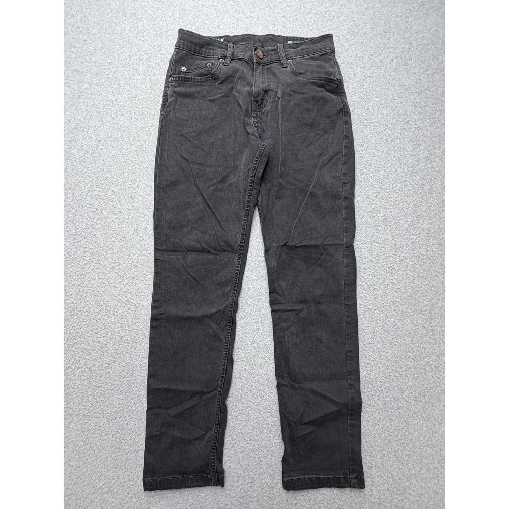 Mugsy Willys Jeans Mens 31x30 Gray Charcoal Wash Slim Straight Stretch Denim